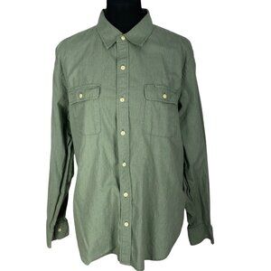 Fossil Mens Long Sleeve‎ Green Striped Button-Up Shirt Size L
